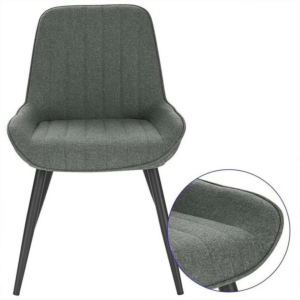 EUGAD Polsterstuhl (2 Stück), Esszimmerstühle aus Leinen mit stabilen Metallbeinen, mit Rückenlehne und gepolsterter Sitzfläche Dunkelgrau, Hellgrau 6 EUGAD Polsterstuhl (2 Stück), Esszimmerstühle aus Leinen mit stabilen Metallbeinen, mit Rückenlehne und gepolsterter Sitzfläche Dunkelgrau, Hellgrau – Bild 4