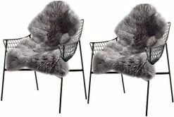 Teppich, EUGAD, 2er-Set Faux Lammfell Kunstfell Bettvorleger 60x90cm Hellgrau