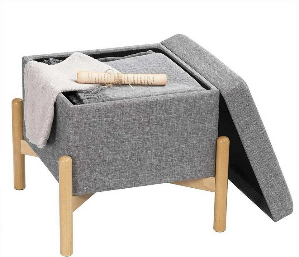 EUGAD Sitzhocker, Polsterhocker Sitztruhe bis 150kg belastbar, mit Stauraum, Deckel Abnehmbar Holzbeine Dunkelgrau Hellgrau 11 EUGAD Sitzhocker, Polsterhocker Sitztruhe bis 150kg belastbar, mit Stauraum, Deckel Abnehmbar Holzbeine Dunkelgrau Hellgrau – Bild 10