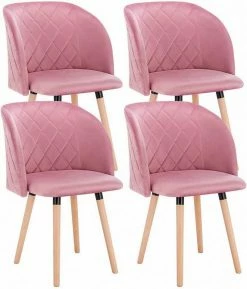 EUGAD Esszimmerstuhl (4 Stück), 4er-Set Esszimmerstuhl Küchenstuhl Samt Massivholz Cremeweiß Cremeweiß, Rosa -EUGAD Verkäufe 7a77b55f 9b27 595f b9fc 67c8c4f5f092