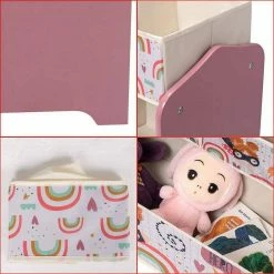 EUGAD Bücherregal, Kinder Aufbewahrungsregal Spielzeugregal Bücherregal Spielzeugkiste Kinderkommode Kindermöbel 3 Schichten mit 6 Kisten aus MDF Rosa -EUGAD Verkäufe 7a7add21 188f 5911 ae48 e3d1e0d45ef8