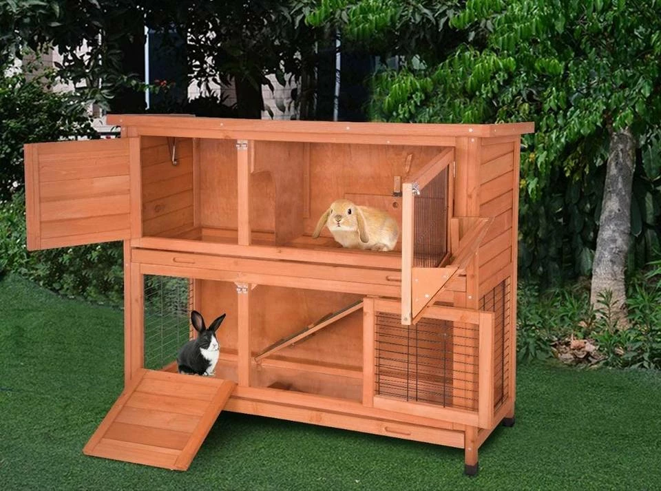 EUGAD Tierhaus, Hasenstall Kaninchenstall Hasenkäfig Kleintierstall Meerschweinchen Massivholz Hellrot 120 x 50 x 100,5 cm Grau-Weiß, Hellbraun 10 EUGAD Tierhaus, Hasenstall Kaninchenstall Hasenkäfig Kleintierstall Meerschweinchen Massivholz Hellrot 120 x 50 x 100,5 cm Grau-Weiß, Hellbraun – Bild 8