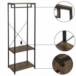 EUGAD Kleiderständer, Garderobenständer mit 2 Ablagen Holz Metall Schwarz-Hell Eiche Schwarz-Vintage, Weiß-Eiche -EUGAD Verkäufe 7bbb797d 2e81 5b09 8b88 dc2b163096b1