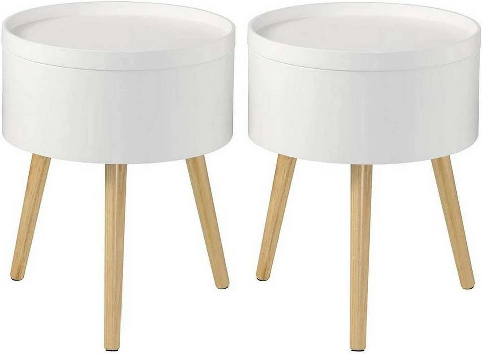 EUGAD Nachttisch, 2er-Set Beistelltisch mit Stauraum Nachtkommode Nachtschrank Holzbeine MDF 38x38x48,5cm Weiß 2 EUGAD Nachttisch, 2er-Set Beistelltisch mit Stauraum Nachtkommode Nachtschrank Holzbeine MDF 38x38x48,5cm Weiß