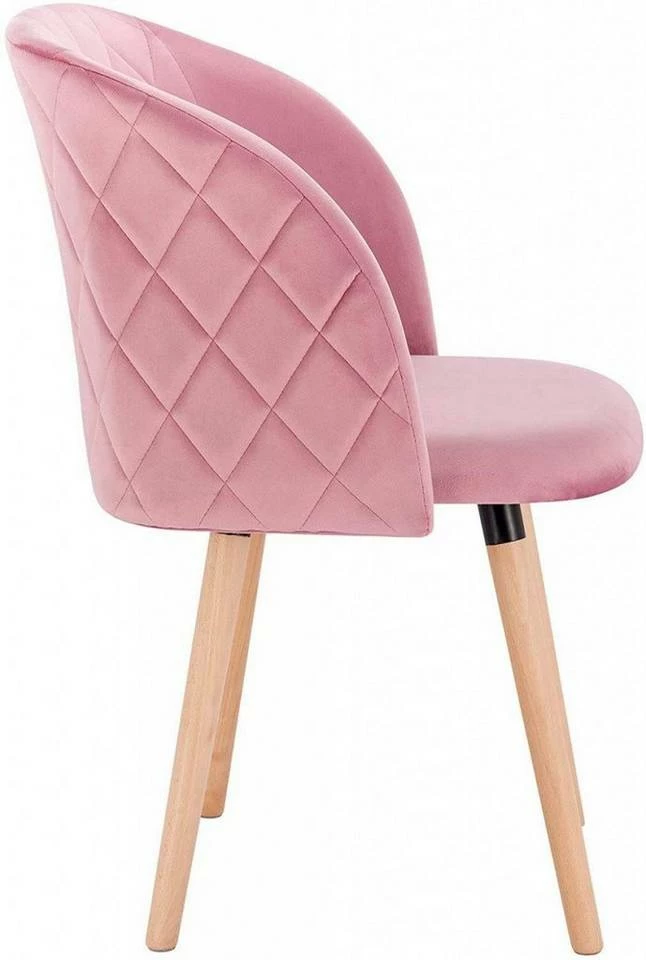 EUGAD Esszimmerstuhl, 2er-Set Esszimmerstuhl Küchenstuhl Samt Massivholz Rosa Cremeweiß 7 EUGAD Esszimmerstuhl, 2er-Set Esszimmerstuhl Küchenstuhl Samt Massivholz Rosa Cremeweiß – Bild 5