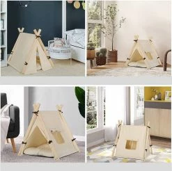EUGAD Tierhaus, Tipi Hundezelt Katzenzelt 45x55x45cm Kätzchen Chihuahua Havaneser Kaninchen mit Kissen abnehmbar waschbar faltbar Weiß -EUGAD Verkäufe 807164f3 d39c 4f15 ac5e d26e3e8ea365