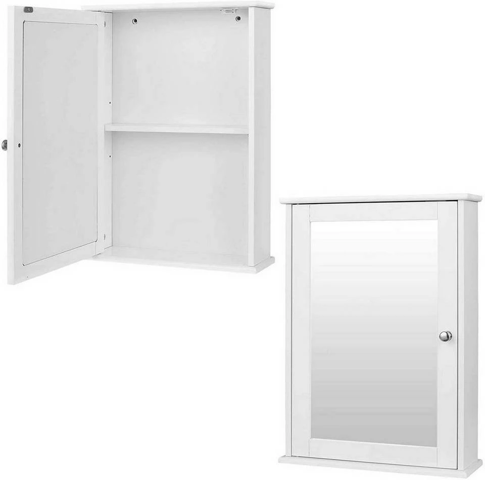 EUGAD Spiegelschrank Hängeschrank Badschrank aus Holz 42 x 58,5 x 12 cm weiß 6 EUGAD Spiegelschrank Hängeschrank Badschrank aus Holz 42 x 58,5 x 12 cm weiß – Bild 4