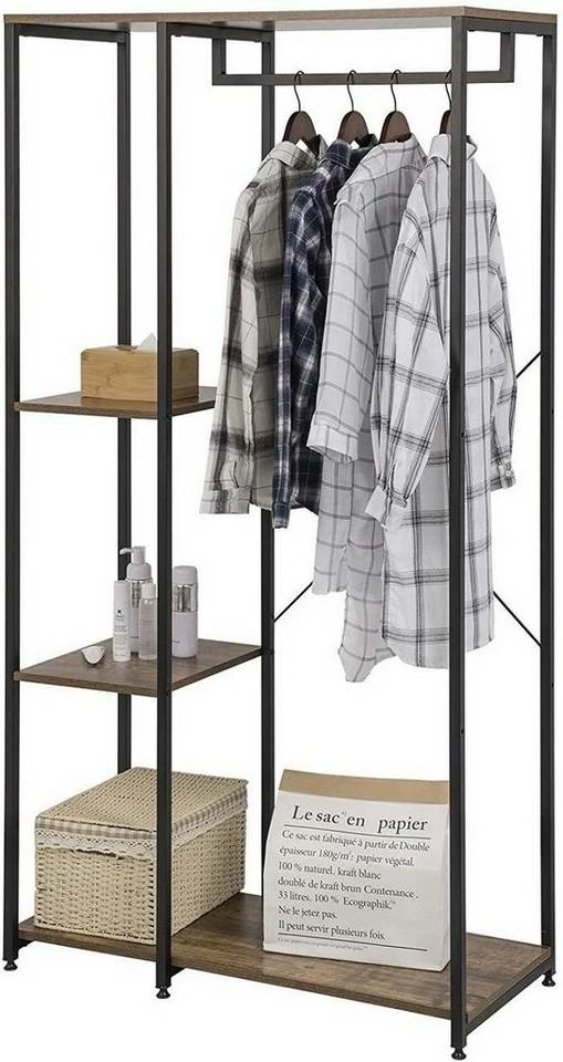 EUGAD Kleiderständer, Garderobenständer Hängeregal mit Schuhregal Holz Metall Schwarz-Hell Eiche Schwarz-Vintage, Weiß-Eiche 12 EUGAD Kleiderständer, Garderobenständer Hängeregal mit Schuhregal Holz Metall Schwarz-Hell Eiche Schwarz-Vintage, Weiß-Eiche – Bild 10