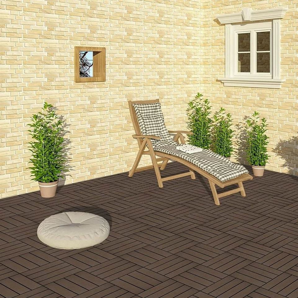 EUGAD WPC-Fliesen, 22 Stück WPC Terrassenfliesen in T-Form 30x30cm Dunkelgrau Anthrazit, Braun, Hellgrau 25 EUGAD WPC-Fliesen, 22 Stück WPC Terrassenfliesen in T-Form 30x30cm Dunkelgrau Anthrazit, Braun, Hellgrau – Bild 23