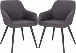 EUGAD Esszimmerstuhl (2 Stück), Wohnzimmerstuhl aus Leinen Polsterstuhl mit Armlehnen und Rückenlehne schwarze Gestell aus Metall Hellgrau Dunkelgrau -EUGAD Verkäufe 8251ad27 031d 5662 b604 8bb194ff000f