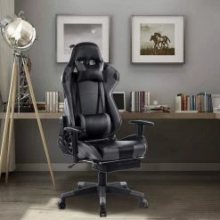 EUGAD Gaming Chair, Bürostuhl Schreibtischstuhl, Kunstleder, mit Ledenkissen Kopfstütze einstellbaren Armlehnen Weiß Grau, Rot, Weiß -EUGAD Verkäufe 82520fc3 d6ab 5d95 872d 0f04f48f1bcd