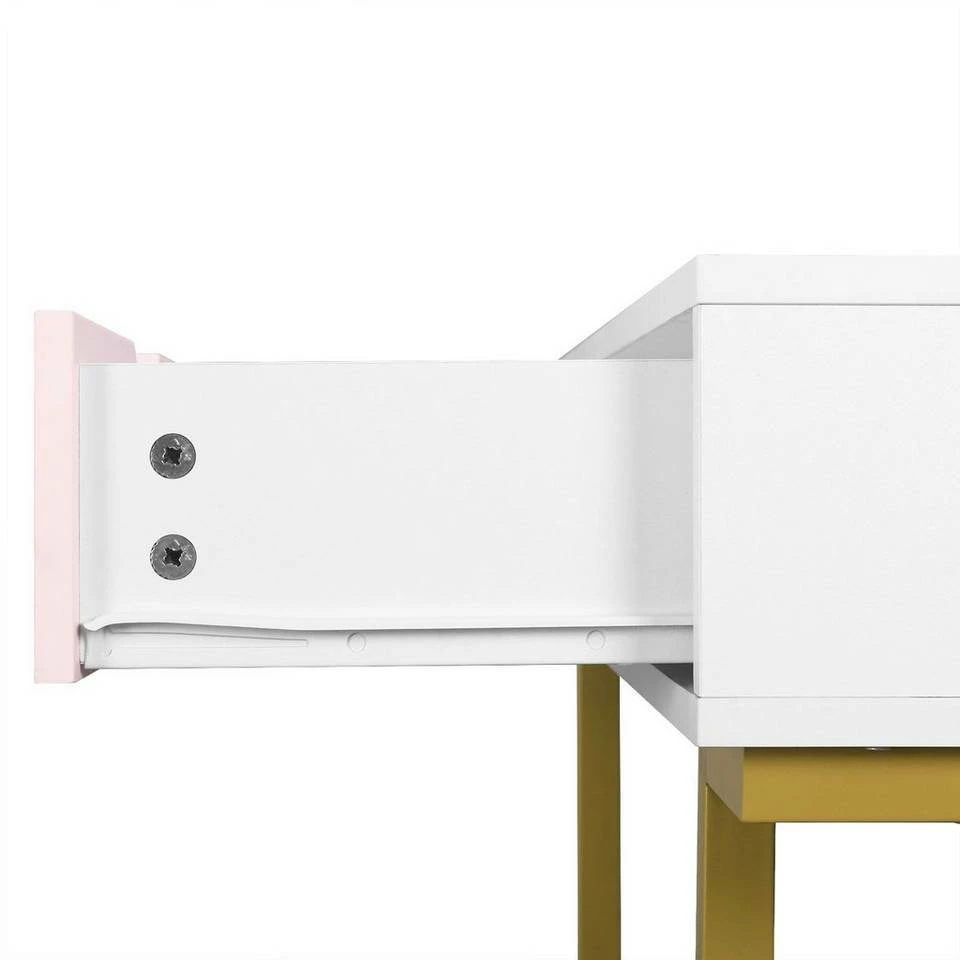 EUGAD Schminktisch (1-St), Schminktisch Frisiertisch Kommode mit Spiegel modern Kosmetiktisch mit 3 Schubladen Weiß-Rosa-Golden 10 EUGAD Schminktisch (1-St), Schminktisch Frisiertisch Kommode mit Spiegel modern Kosmetiktisch mit 3 Schubladen Weiß-Rosa-Golden – Bild 8