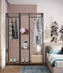 EUGAD Kleiderständer, Wäscheständer Garderobenständer mit Ablage Schwarzrohre und Eiche Platte Schwarz-Hell Eiche, Schwarz-Vintage, Weiß-Eiche -EUGAD Verkäufe 847b0110 03d2 5879 961b 496274bcc74a