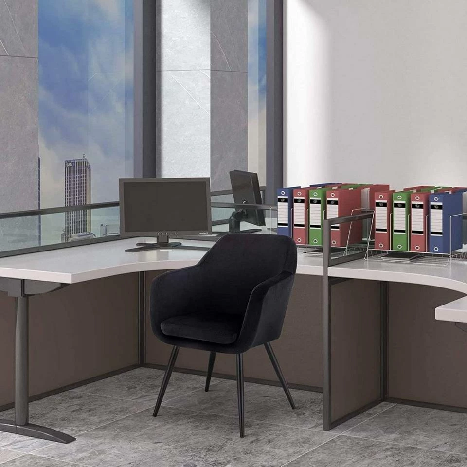 EUGAD Polsterstuhl (1 Stück), Küchenstuhl Samt Stuhl Sessel mit Armlehne, Metallbeine, für Esszimmer Wohnzimmer, Schwarz Dunkelgrau 6 EUGAD Polsterstuhl (1 Stück), Küchenstuhl Samt Stuhl Sessel mit Armlehne, Metallbeine, für Esszimmer Wohnzimmer, Schwarz Dunkelgrau – Bild 4