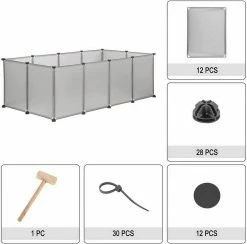 EUGAD Freigehege, Freigehege für Kaninchen Hasen Meerschweinchen Welpenauslauf DIY, 12 Platten 145 x 75 x 46 cm Grau, Schwarz, Transparent, Weiß -EUGAD Verkäufe 85a1d544 9cc4 5215 8a42 0e97ddcedc57