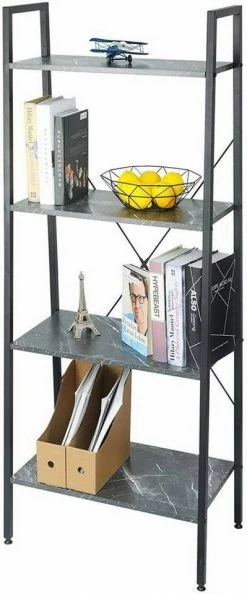 EUGAD Bücherregal, Standregal Bücherregal Metallregal Leiterregal Stufenregal Multifunktionale Regal Industrie Design MDF Metall Schwarz+schwarzer Marmor Golden+Weißer Marmor, Vintage -EUGAD Verkäufe 85c29bb4 cb75 5564 98a7 97ce9b85ad60