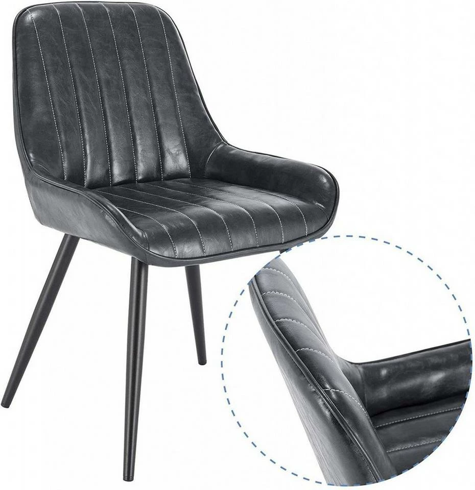 EUGAD Esszimmerstuhl, 4 Stücke Retro Küchenstuhl Sitzfläche aus PU mit Metallbeine Schwarz Braun, Dunkelbraun, Dunkelgrün, Grau 14 EUGAD Esszimmerstuhl, 4 Stücke Retro Küchenstuhl Sitzfläche aus PU mit Metallbeine Schwarz Braun, Dunkelbraun, Dunkelgrün, Grau – Bild 12