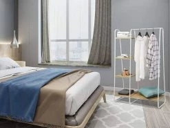 EUGAD Garderobenständer, Kleiderständer,mit Regal, Metall, Holz,im Flur, Wohnzimmer, Dunkelbraun-Schwarz Eiche-Weiß, Sand-Weiß -EUGAD Verkäufe 87541310 f631 555f 844f 38b534171a91