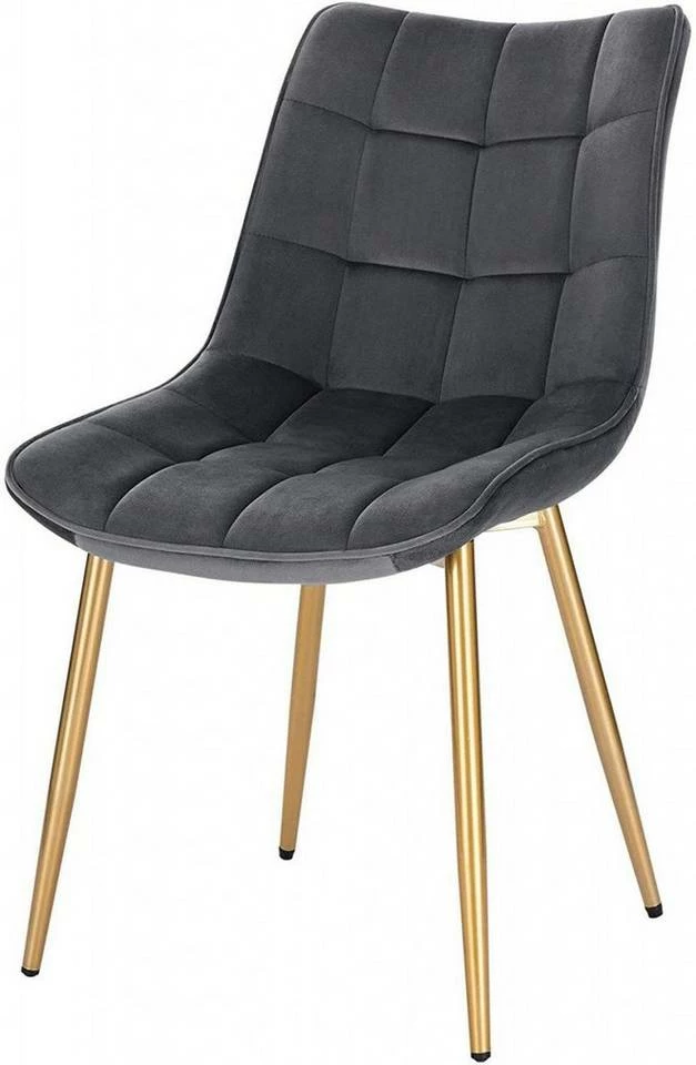EUGAD Esszimmerstuhl, 4er-Set Küchenstühle Wohnzimmerstuhl mit Rückenlehne, Samt Sitzfläche, Gold Beine Grau Dunkelgrün, Rosa, Schwarz 9 EUGAD Esszimmerstuhl, 4er-Set Küchenstühle Wohnzimmerstuhl mit Rückenlehne, Samt Sitzfläche, Gold Beine Grau Dunkelgrün, Rosa, Schwarz – Bild 7