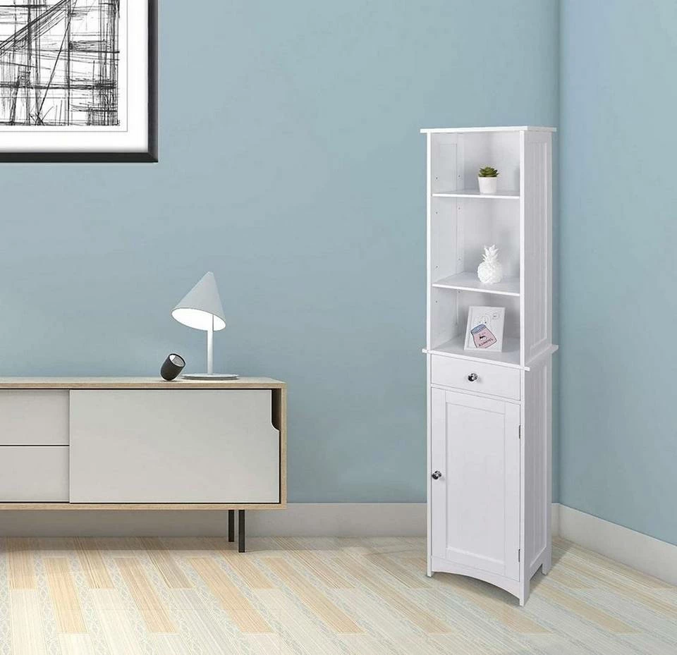 EUGAD Hochschrank Badschrank Eckschrank, Breite/Höhe: 23/165 cm, Holz, mit 1 Schubkasten 5 EUGAD Hochschrank Badschrank Eckschrank, Breite/Höhe: 23/165 cm, Holz, mit 1 Schubkasten – Bild 3