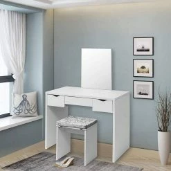 EUGAD Schminktisch, mit Hocker einem große Spiegel und 3 großen Schubladen Weiß-Eiche Eiche-Weiß, Weiß, Weiß-Eiche 27 EUGAD Schminktisch, mit Hocker einem große Spiegel und 3 großen Schubladen Weiß-Eiche Eiche-Weiß, Weiß, Weiß-Eiche -EUGAD Verkäufe 897883de b2c0 5398 a13d 6e79d7f57532