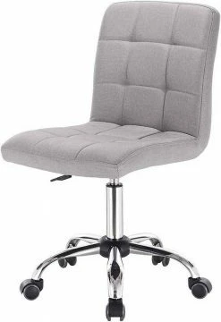 EUGAD Schreibtischstuhl, Bürohocker Schreibtischstuhl Rollhocker drehbar höhenverstellbar Stoffbezug Metall Dunkelgrau, Hellgrau
