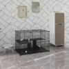 EUGAD Freigehege, Freigehege Kaninchen mit Stauraum Hasen Meerschweinchen Welpenauslauf Laufgitter mit Tür&Treppe DIY Schwarz 38 Platten (35x35cm/Platte) 105 x 70 x 70 cm -EUGAD Verkäufe 8a559d8a b32f 48f7 8733 4c32d2c56102