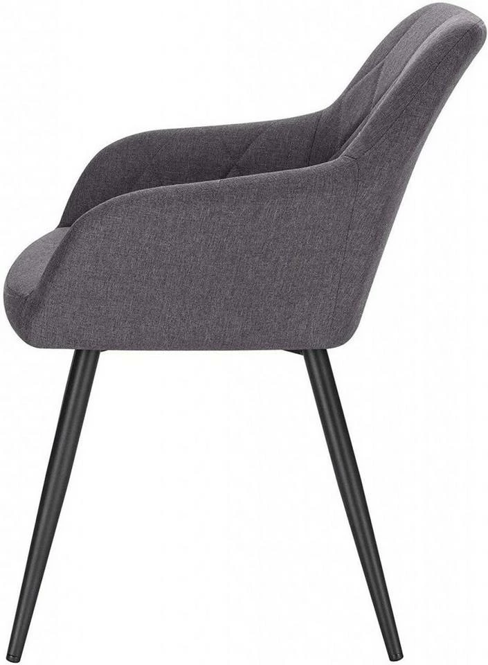 EUGAD Esszimmerstuhl, Polsterstuhl Leinen,mit Armlehnen Metallbeinen Dunkelgrau, Hellgrau 11 EUGAD Esszimmerstuhl, Polsterstuhl Leinen,mit Armlehnen Metallbeinen Dunkelgrau, Hellgrau – Bild 9