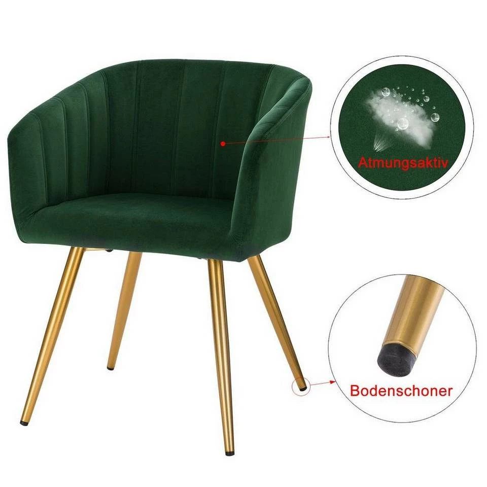 EUGAD Esszimmerstuhl (4 Stück), 4er-Set Esszimmerstuhl Polsterstuhl aus Samt Dunkelgrün Dunkelgrau, Dunkelgrün, Rosa, Schwarz 8 EUGAD Esszimmerstuhl (4 Stück), 4er-Set Esszimmerstuhl Polsterstuhl aus Samt Dunkelgrün Dunkelgrau, Dunkelgrün, Rosa, Schwarz – Bild 6