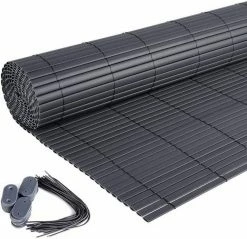 EUGAD Balkonsichtschutz PVC Sichtschutzmatte Grau 3 x 1 m (L x B), Balkon & Terrasse Gartenzaun