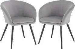 EUGAD Esszimmerstuhl, 2er-Set mit Armlehne, Retro Design, Samt, Metall Schwarz Dunkelgrau, Hellgrau -EUGAD Verkäufe 8af8cfe6 7198 58fd a222 d4dfbf607236