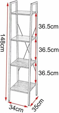 EUGAD Bücherregal, Standregal Badregal Bücherregal Küchenregal Schuhregal aus Holz und Stahl, mit 4 Ablagen, 34 x 35 x 148 cm Golden-Weißer Marmor, Schwarz Marmor, Vintage -EUGAD Verkäufe 8b408178 a185 5fb1 a035 d405842e21ba