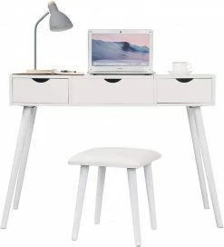 EUGAD Schminktisch, mit Aufklappbarem Spiegel, Schreibtisch mit 2 Schubladen, 100x40x75cm(L*B*H), Kosmetiktisch Computertisch mit große Tischplatte Eiche Weiß -EUGAD Verkäufe 8c82e39d da4c 5bf7 a778 9f6e024ed188