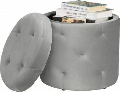 EUGAD Sitzhocker, Sitztruhe mit Stauraum, Sitz rund mit Deckel, Samt, ca.27L, Rosa Dunkelgrau, Hellgrau -EUGAD Verkäufe 8dd41815 3c29 53e4 87cf 94b74ee5ebfd