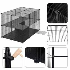 EUGAD Freigehege, Freigehege Kaninchen mit Stauraum Hasen Meerschweinchen Welpenauslauf Laufgitter mit Tür&Treppe DIY Schwarz 38 Platten (35x35cm/Platte) 105 x 70 x 70 cm -EUGAD Verkäufe 8ddaa417 b4d1 58a7 a068 af49c5f8a69d