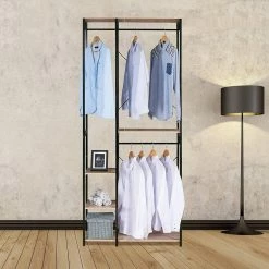 EUGAD Kleiderständer, Garderobenständer mit 7 Ablagen Schwarz-Vintage Schwarz-Hell Eiche -EUGAD Verkäufe 8e271148 62cd 503e a267 3279303099f4