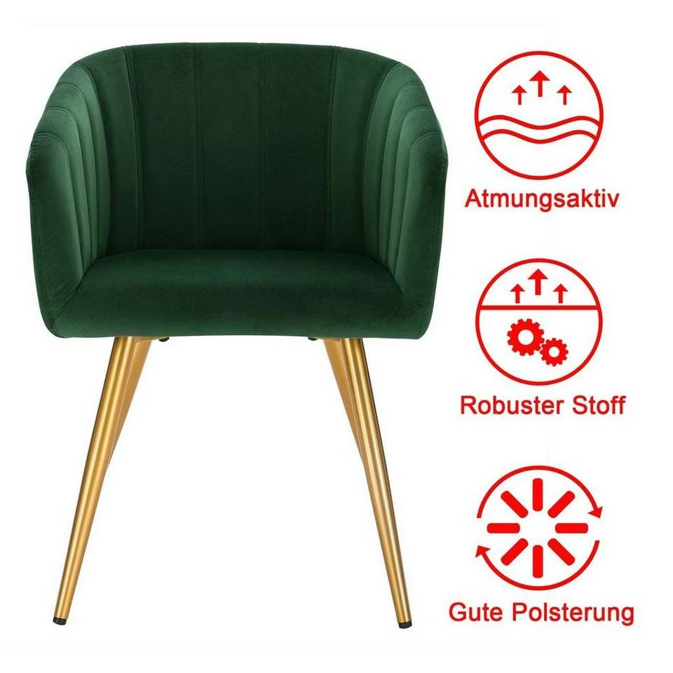 EUGAD Esszimmerstuhl (4 Stück), 4er-Set Esszimmerstuhl Polsterstuhl aus Samt Dunkelgrün Dunkelgrau, Dunkelgrün, Rosa, Schwarz 7 EUGAD Esszimmerstuhl (4 Stück), 4er-Set Esszimmerstuhl Polsterstuhl aus Samt Dunkelgrün Dunkelgrau, Dunkelgrün, Rosa, Schwarz – Bild 5