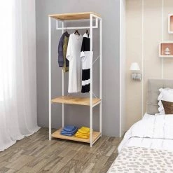 EUGAD Kleiderständer, Garderobenständer mit 2 Ablagen Holz Metall Schwarz-Hell Eiche Schwarz-Vintage, Weiß-Eiche -EUGAD Verkäufe 8f2813bf 3d00 5346 8dae 359ae3afe5b8