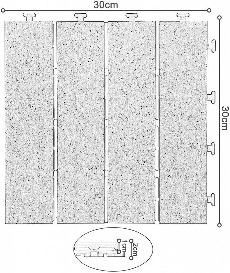 EUGAD WPC-Fliesen, 22 Stück WPC Terrassenfliesen in T-Form 30x30cm Dunkelgrau Anthrazit, Braun, Hellgrau 26 EUGAD WPC-Fliesen, 22 Stück WPC Terrassenfliesen in T-Form 30x30cm Dunkelgrau Anthrazit, Braun, Hellgrau – Bild 24