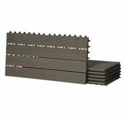 EUGAD WPC-Fliesen, WPC Fliesen Klickfliesen in Holzoptik 12 Stücke für 2m² Coffee Anthrazit, Grau, Hellgrau, Braun