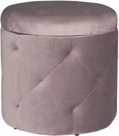 EUGAD Sitzhocker, Sitztruhe mit Stauraum, Sitz rund mit Deckel, Samt, ca.27L, Rosa Dunkelgrau, Hellgrau