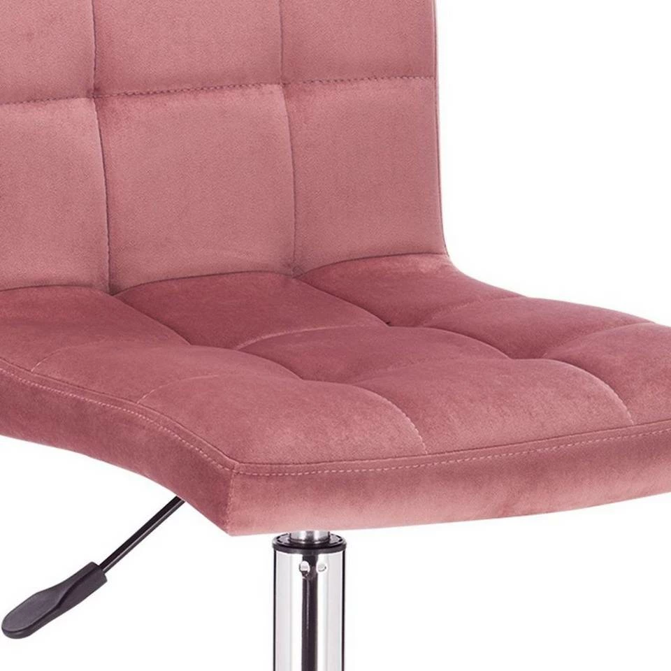 EUGAD Schreibtischstuhl, Arbeitshocker Bürohocker Samt Metall, 360° drehbar, Rosa Hellgrau 8 EUGAD Schreibtischstuhl, Arbeitshocker Bürohocker Samt Metall, 360° drehbar, Rosa Hellgrau – Bild 6