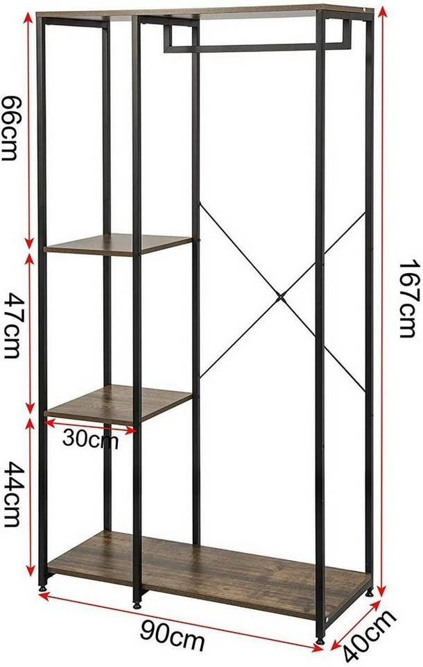 EUGAD Kleiderständer, Garderobenständer Hängeregal mit Schuhregal Holz Metall Schwarz-Hell Eiche Schwarz-Vintage, Weiß-Eiche 13 EUGAD Kleiderständer, Garderobenständer Hängeregal mit Schuhregal Holz Metall Schwarz-Hell Eiche Schwarz-Vintage, Weiß-Eiche – Bild 11