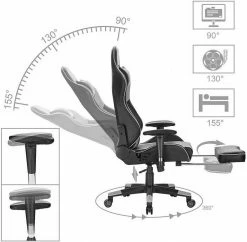 EUGAD Gaming-Stuhl (1 Stück), Racing Stuhl mit Fußstütze Racing Stuhl Drehstuhl Bürostuhl Schreibtischstuhl PC Stuhl mit Wippfunktion Höhenverstellbar Kunstleder Rot Grau, Weiß -EUGAD Verkäufe 919ff6e6 9269 5d68 a749 b0bf86ff3f97