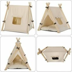 EUGAD Tierhaus, Tipi Hundezelt Katzenzelt 45x55x45cm Kätzchen Chihuahua Havaneser Kaninchen mit Kissen abnehmbar waschbar faltbar Weiß -EUGAD Verkäufe 91eab01d 5058 5d33 8d4d d492837ab3c3