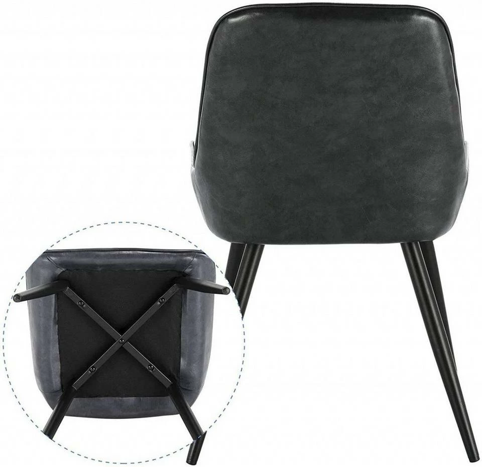 EUGAD Esszimmerstuhl, 4 Stücke Retro Küchenstuhl Sitzfläche aus PU mit Metallbeine Schwarz Braun, Dunkelbraun, Dunkelgrün, Grau 15 EUGAD Esszimmerstuhl, 4 Stücke Retro Küchenstuhl Sitzfläche aus PU mit Metallbeine Schwarz Braun, Dunkelbraun, Dunkelgrün, Grau – Bild 13