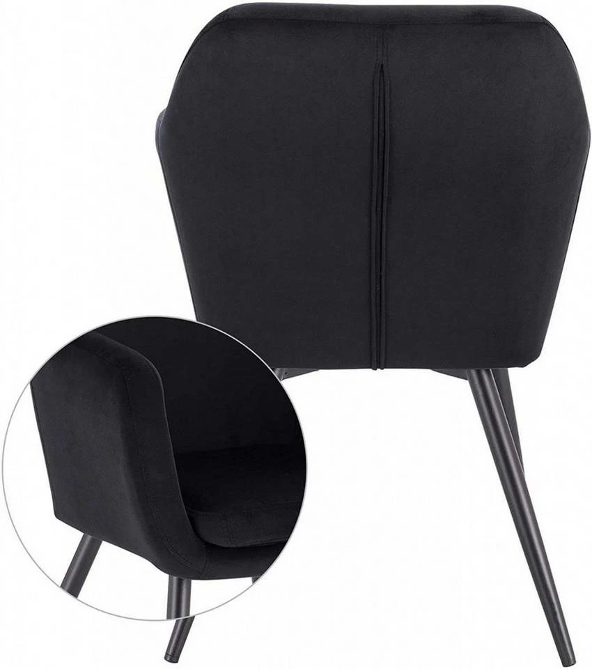 EUGAD Polsterstuhl (1 Stück), Küchenstuhl Samt Stuhl Sessel mit Armlehne, Metallbeine, für Esszimmer Wohnzimmer, Schwarz Dunkelgrau 8 EUGAD Polsterstuhl (1 Stück), Küchenstuhl Samt Stuhl Sessel mit Armlehne, Metallbeine, für Esszimmer Wohnzimmer, Schwarz Dunkelgrau – Bild 6