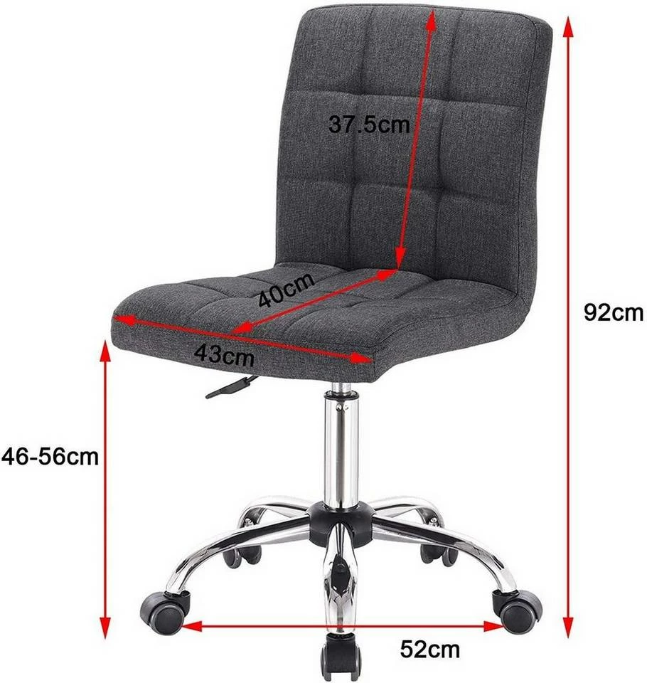 EUGAD Schreibtischstuhl, Bürohocker Schreibtischstuhl Rollhocker drehbar höhenverstellbar Stoffbezug Metall Dunkelgrau, Hellgrau 12 EUGAD Schreibtischstuhl, Bürohocker Schreibtischstuhl Rollhocker drehbar höhenverstellbar Stoffbezug Metall Dunkelgrau, Hellgrau – Bild 10