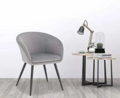 EUGAD Esszimmerstuhl, 2er-Set mit Armlehne, Retro Design, Samt, Metall Schwarz Dunkelgrau, Hellgrau -EUGAD Verkäufe 94b28412 0e4a 53aa af98 5c0056648539