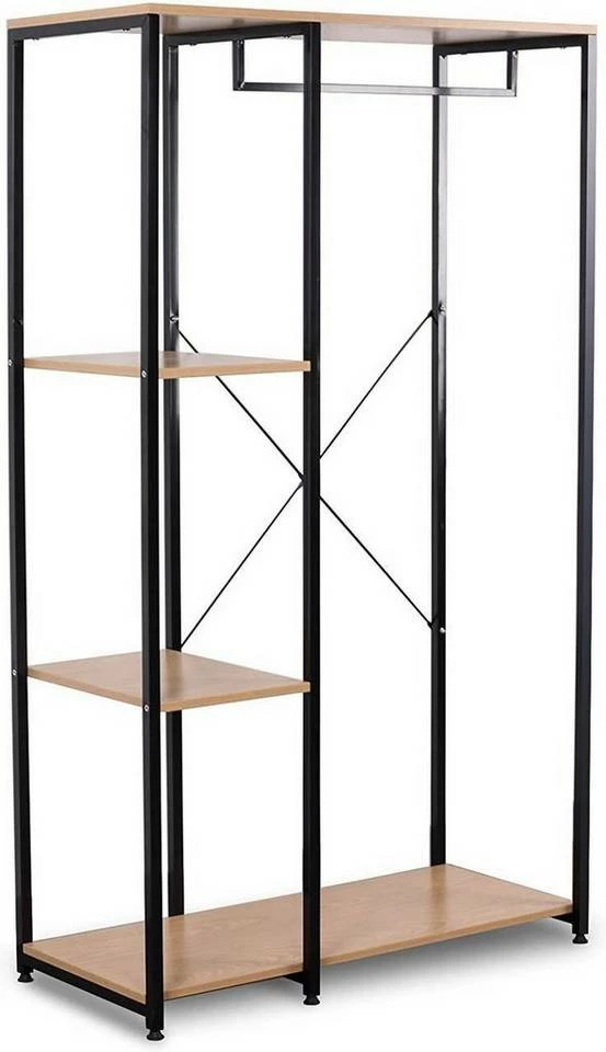 EUGAD Kleiderständer, Garderobenständer Hängeregal mit Schuhregal Holz Metall Schwarz-Hell Eiche Schwarz-Vintage, Weiß-Eiche 3 EUGAD Kleiderständer, Garderobenständer Hängeregal mit Schuhregal Holz Metall Schwarz-Hell Eiche Schwarz-Vintage, Weiß-Eiche